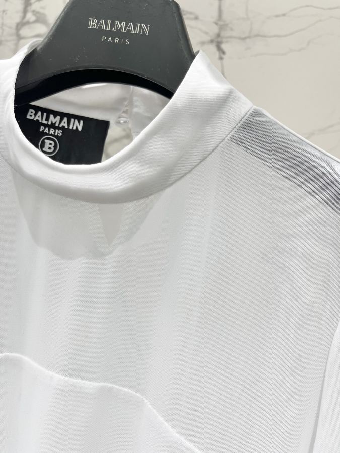 1:1 Replica BALMAIN Women 𝗕𝗔𝗟𝗠𝗔𝗜* Balmain spring style stitched micro see-through sexy top — 1:1 Replica — photo 4