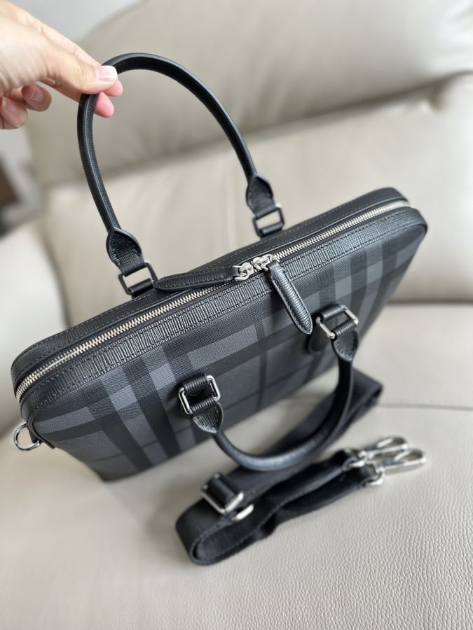 1:1 Replica Briefcase B men's briefcase, carefully selected smoked plaid panels, with luxurious leather trim, — 1:1 Replica — photo 3