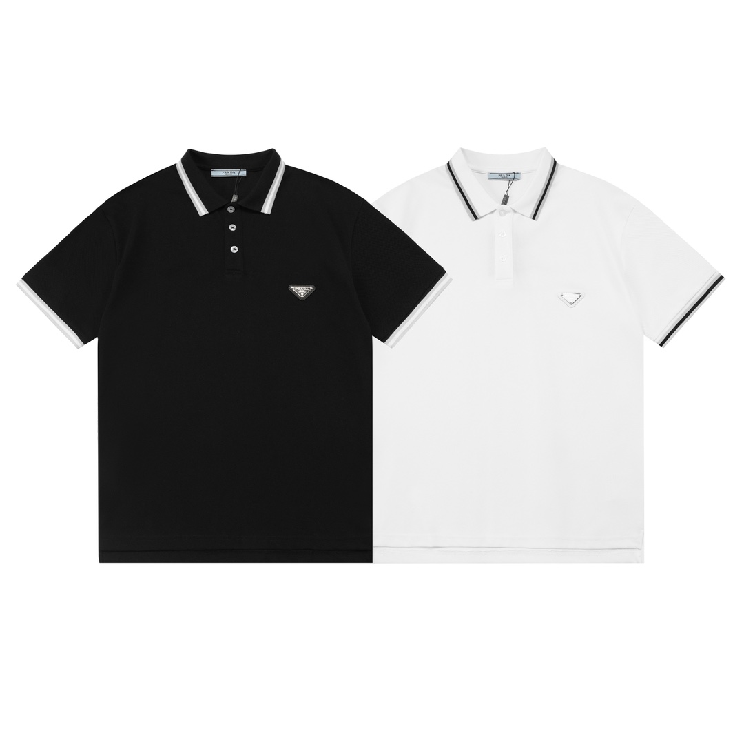 1:1 Replica Prada men PRADA 2025 logo polo — AAA Quality Replica — photo 3