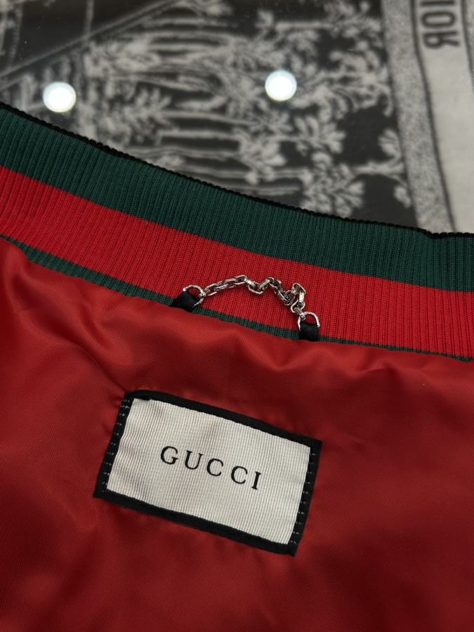 1:1 Replica Gucci men GUCCI all-over embossed baseball collar leather jacket — AAA Quality Replica — photo 6