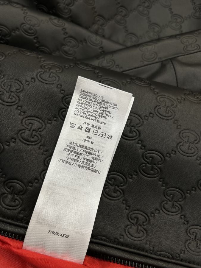 1:1 Replica Gucci men GUCCI all-over embossed baseball collar leather jacket — AAA Quality Replica — photo 9
