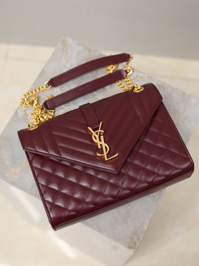 1:1 Replica YSL bag Maroon plain gold buckle — Premium Replica — photo 7