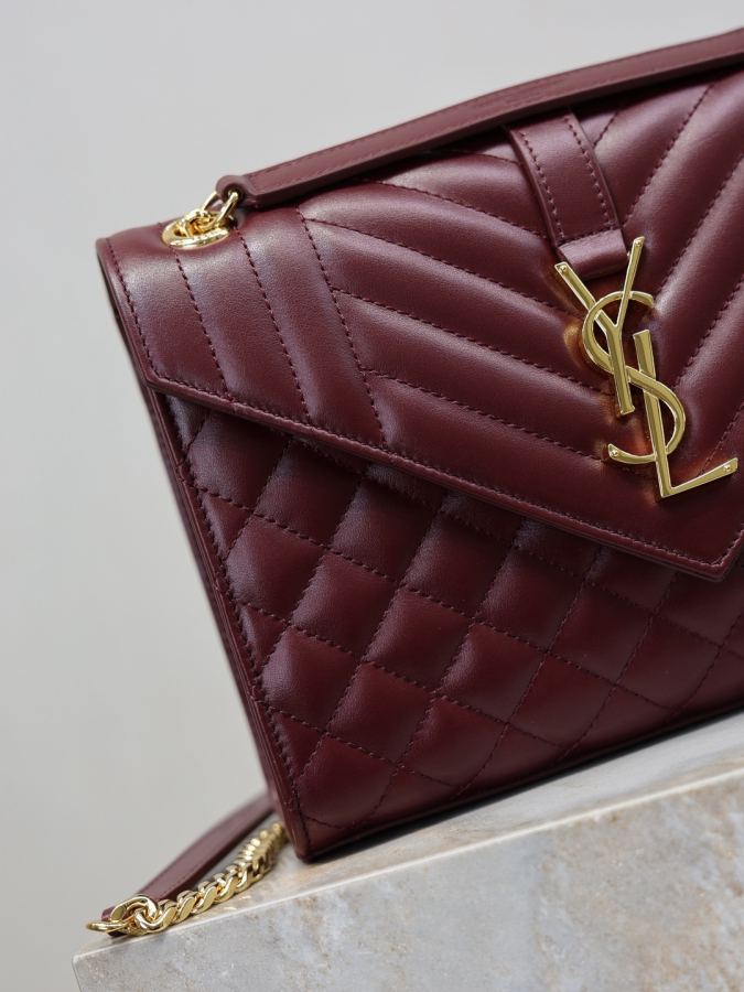 1:1 Replica YSL bag Maroon plain gold buckle — Premium Replica — photo 5