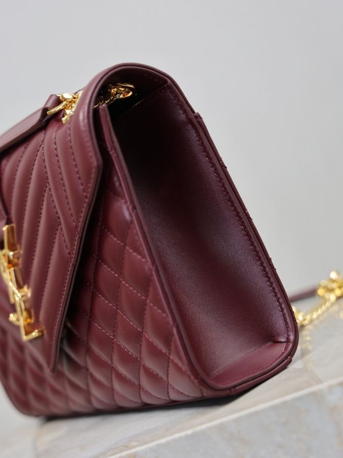 1:1 Replica YSL bag Maroon plain gold buckle — Premium Replica — photo 4