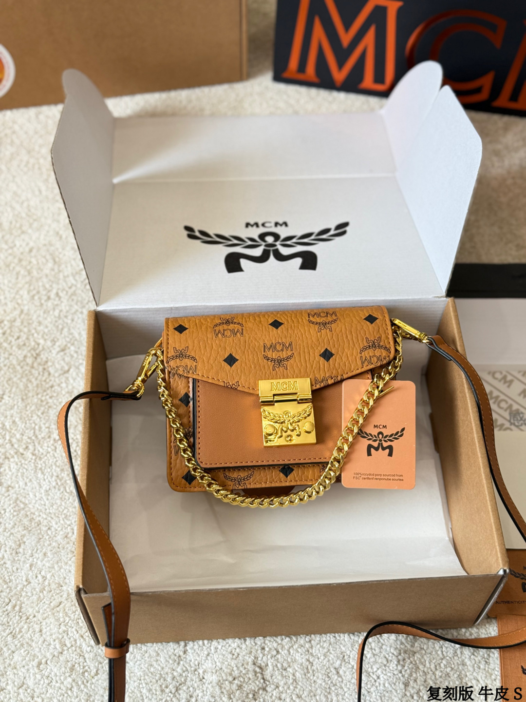 1:1 Replica MCM bag replica version cowhide