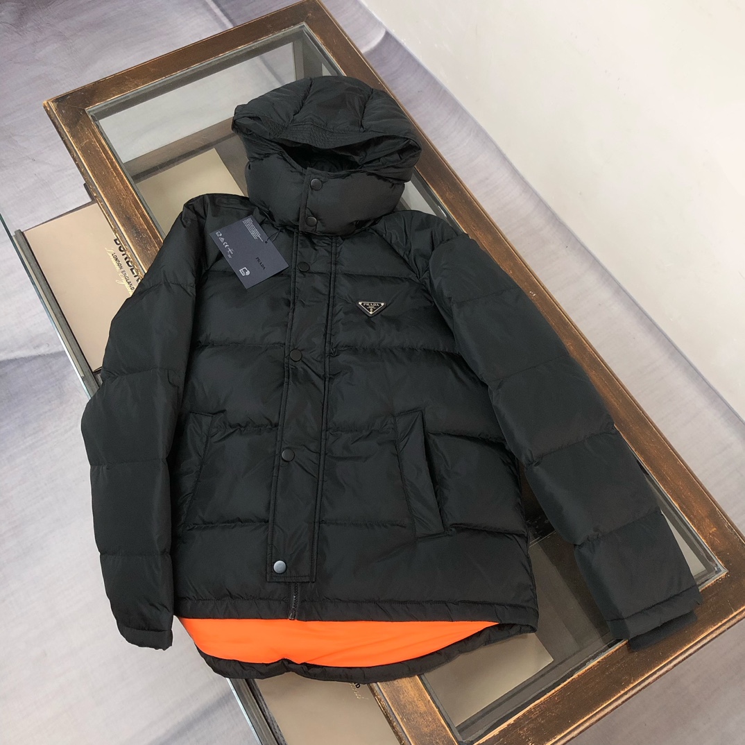 1:1 Replica Prada down jacket, PRA*DA Prada 2025 simple and light men's hooded down jacket hat disassemb — Premium Replica