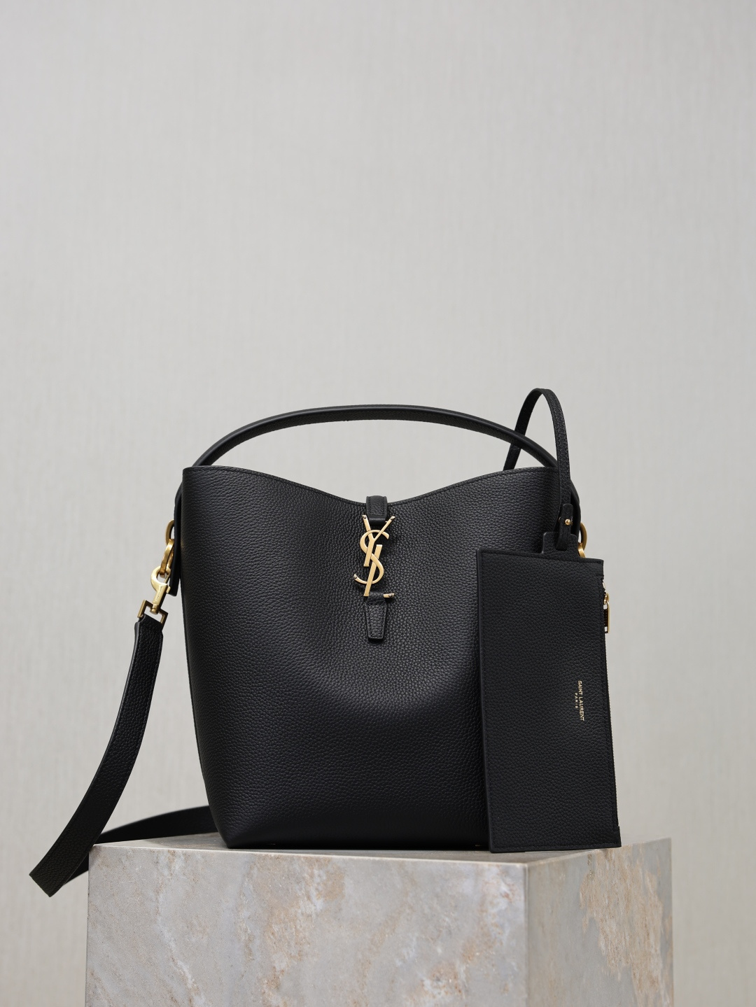 1:1 Replica YSL bag Black lychee pattern gold buckle — Premium Replica