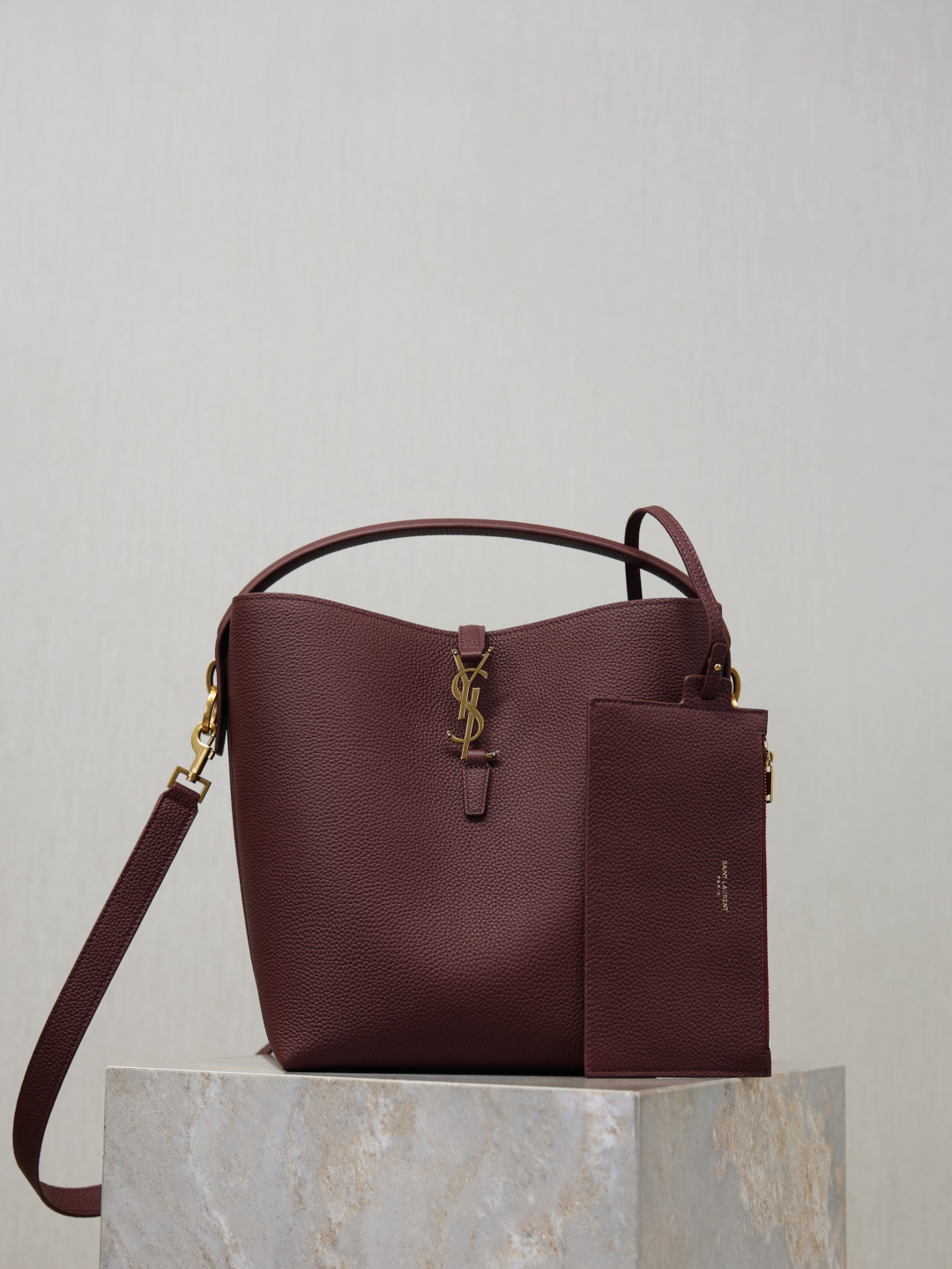 1:1 Replica YSL bag Date red lychee pattern gold buckle — Premium Replica