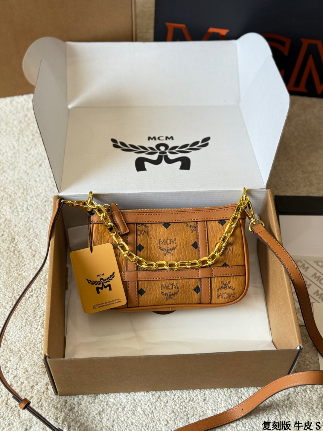 1:1 Replica MCM bag replica version cowhide