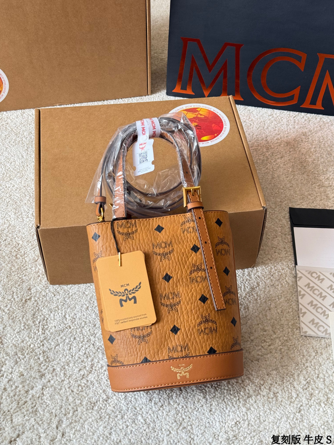 1:1 Replica MCM bag replica version cowhide