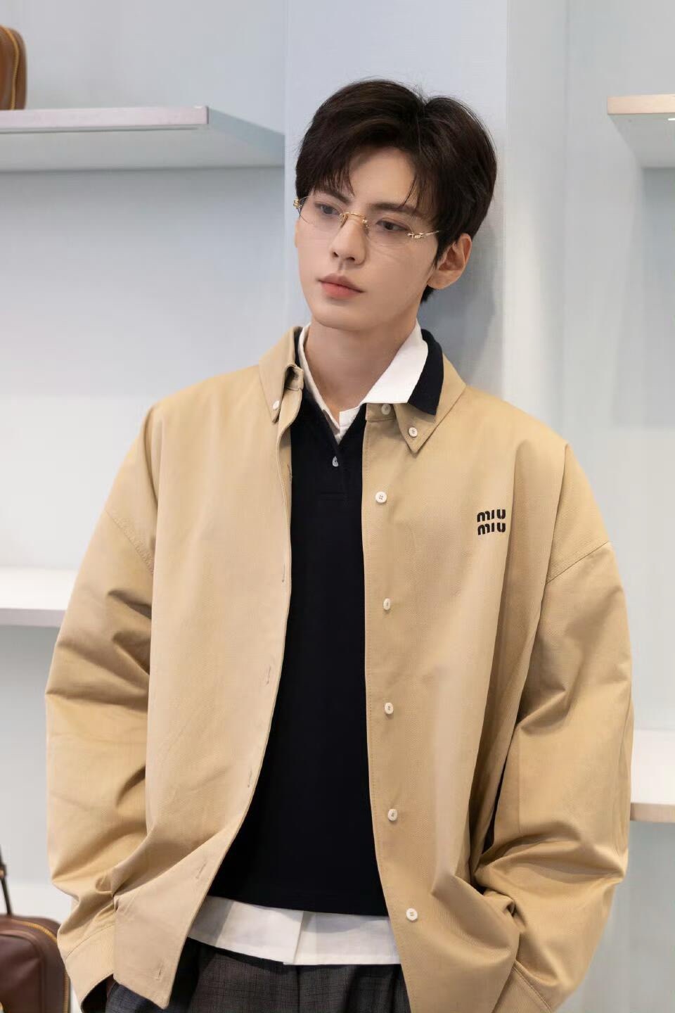 1:1 Replica MIUMIU men Miu embroidered buttoned jacket — 1:1 Replica